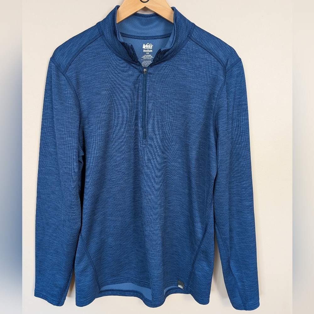 REI Midweight Base Layer Half-Zip Top - Men's Medium, Royal Blue